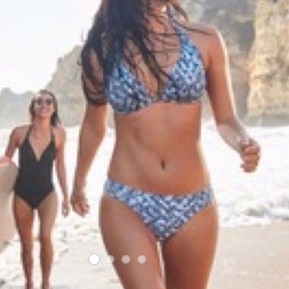 Athleta Aqualuxe Strappy Bottom in Blue Tile